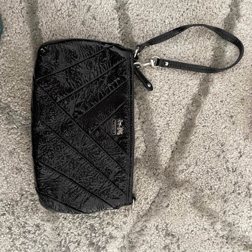 Coach Black Patent Leather Wristlet
